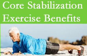 Paulette Hugulet, DC, LLC presents support for core stabilization exercises at any age in the management and prevention of back pain. 